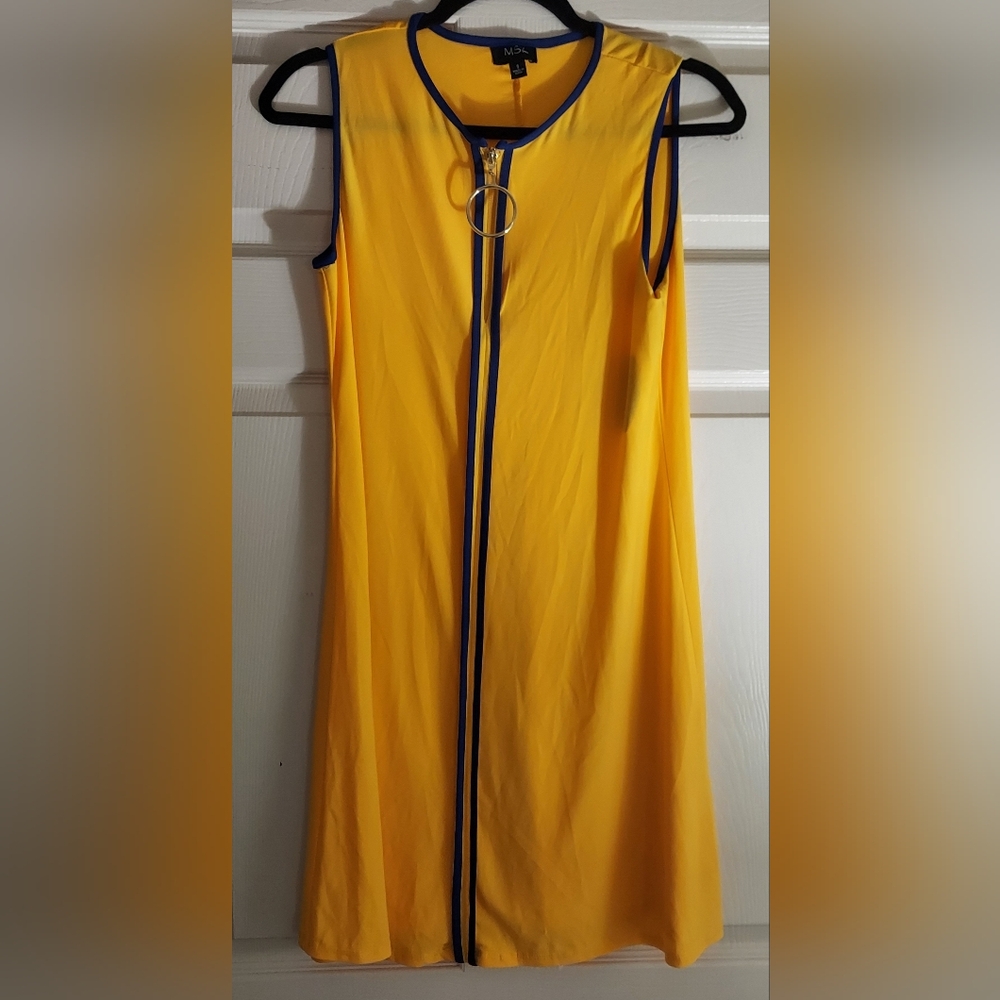 MSK Yellow Mini Dress with Navy Center Stripe D-413